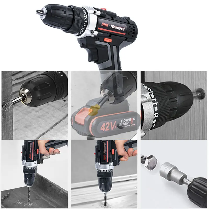 Double Speed Cordless Drill Electric Drill 2* 42V