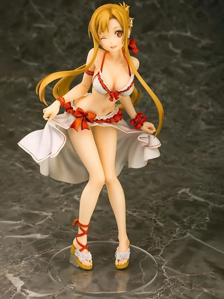 Anime Sword Art Online Figure Yuuki Asuna Standing Swimsuit Sexy Girls PVC Action Figures Collection Model Toys Doll Gift