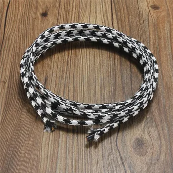 

Free shipping 100meter 2 cores black&white fabric wire 2*0.75mm vintage fabric electrical cable cord for edison lamp cloth cable