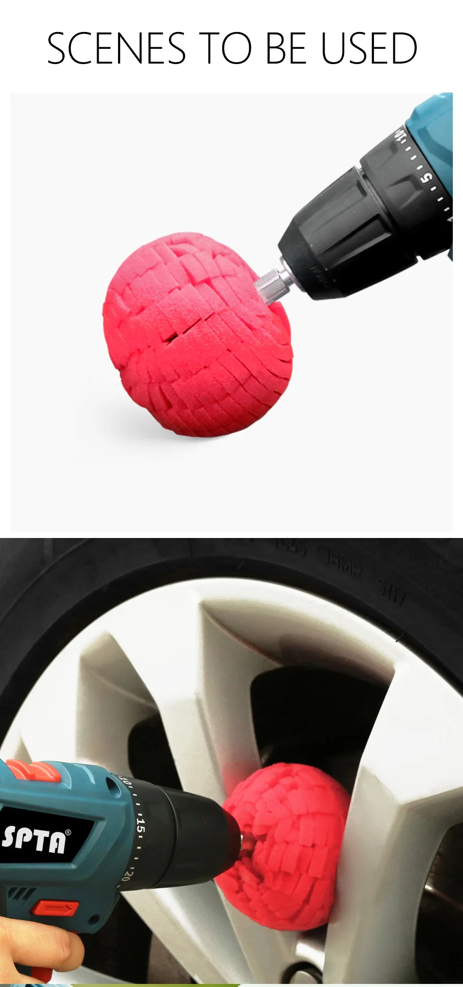 SPTA 2Pcs Red& Black 3inch 80mm Buffing Polisher Ball Finishing Buff