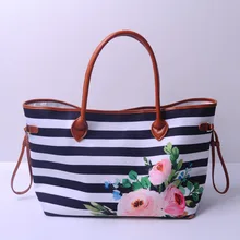 Полосатый цветок Холст Tote DOMIL заготовки алмазный кошелек полоса ацтеков бесконечная Сумка-сетка RTS DOM106696