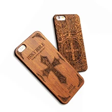 Funda de madera natural Retro para iPhone 7 6 6s Plus 5 5S SE funda de calidad superior cráneo en relieve genuino de madera + Fundas duras para teléfono Capa