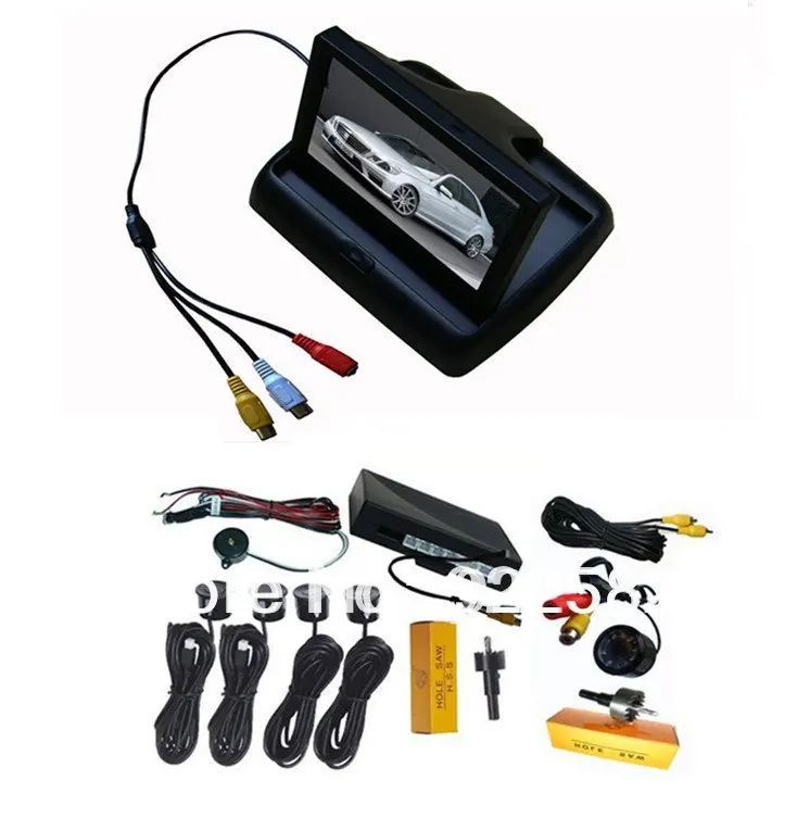 stock/fast ship car rear view video parking system/4.3rearview mirror monitor 2CH + HDReverse Camera Parking Sensor 4/ | Автомобили и