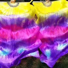 Ручная работа Галстук окрашенный 1 пара Шелковый танец живота вуаль бамбук танец веер вуаль 180 см для женщин