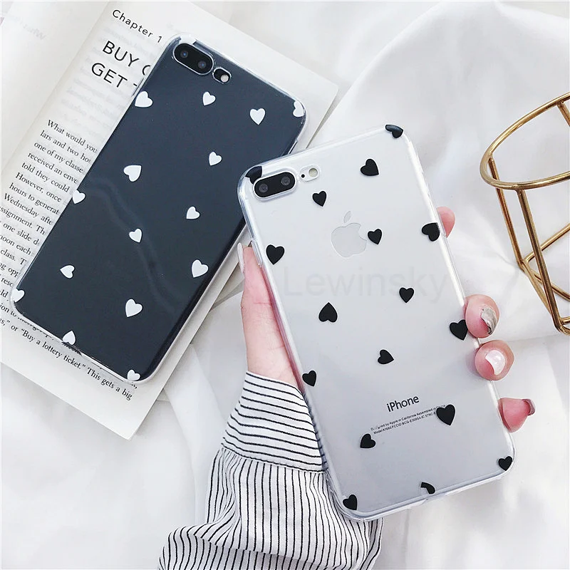 High Quality Silicone Phone Case for Iphone 7 8 Plus Love Transparent Soft TPU Back Cover X 6 6s |