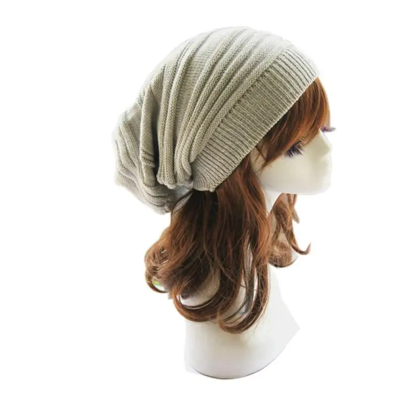 Мода унисекс мужская вязаная свободная Beanie BERET зимняя теплая негабаритная Лыжная Шапка t531 - Цвет: Beige