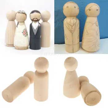 

10pcs Female Bride / Male Groom Plain Blank Wooden Peg Dolls Figures Wedding Cake Toppers