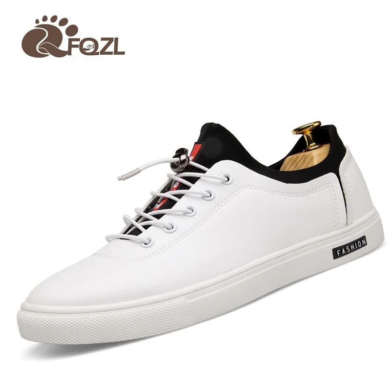 Mens shoes casual lace up shoes men black/white mens trainers rubber leather fashion shoes