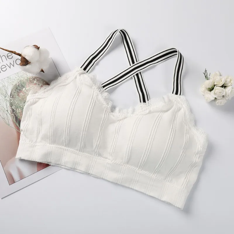 

Casual Sexy Bra Crop Top Striped Sling Beauty Back Women Fitness Bras Padded Tank Top Shockproof Vest Stretch Cotton Seamless
