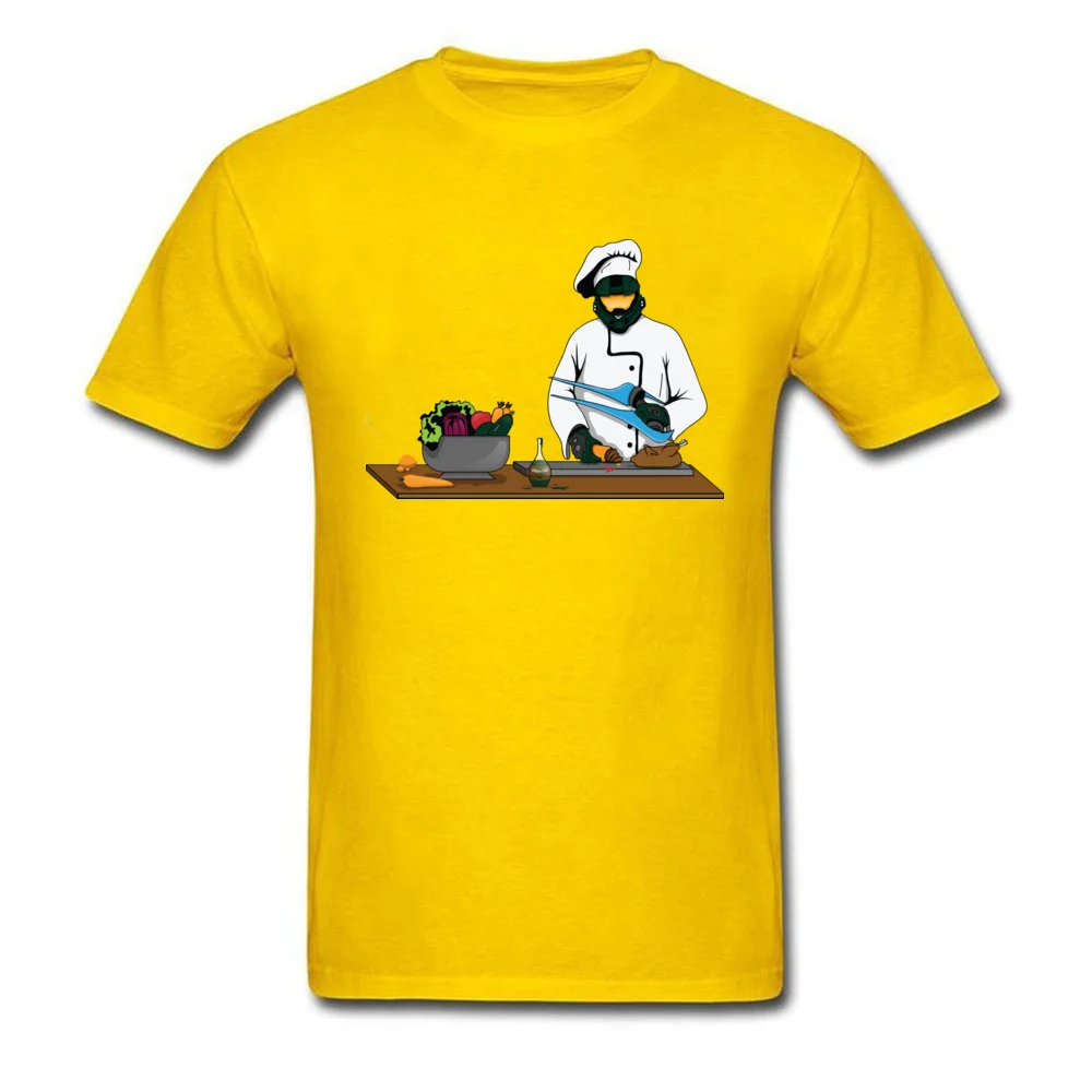 Master Chief or Chef Pure Cotton Men Short Sleeve Tops Tees Normal Summer T-shirts Summer Sweatshirts Latest O-Neck Master Chief or Chef yellow