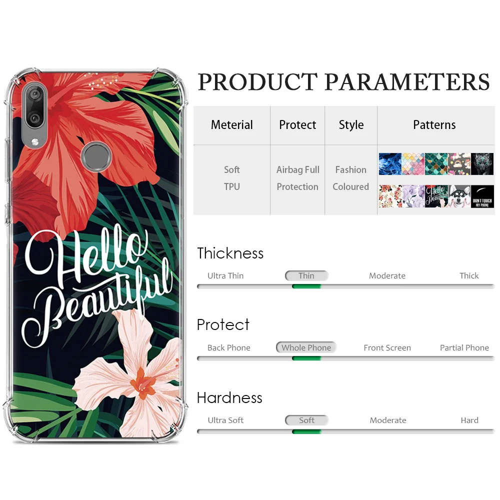 KHW2079_3_JONSNOW Soft Case for Huawei Y7 2019 Colorful 10 Patterns Silicone Case for Y7 Prime 2019 6.26 inch Anti-knock Protect Phone Cover