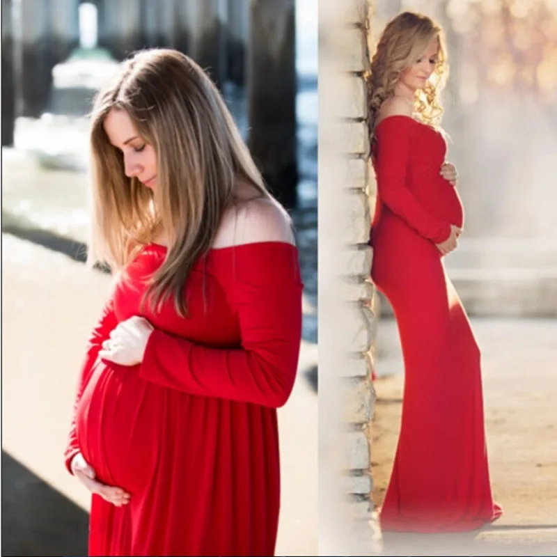 Pregnan/женское платье для беременных; реквизит для фотосессии; элегантная одежда для беременных; платья для фотосессии; одежда - Цвет: Красный