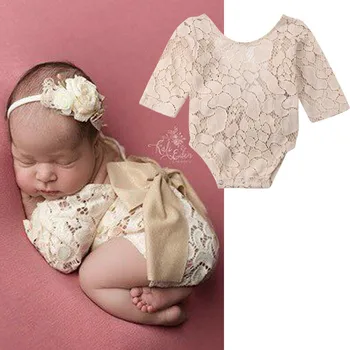 

Lovely Baby Girls Long Sleeve Bowknot Bodysuit Infant Lace Jumpsuit Clothes Sunsuit Outfits