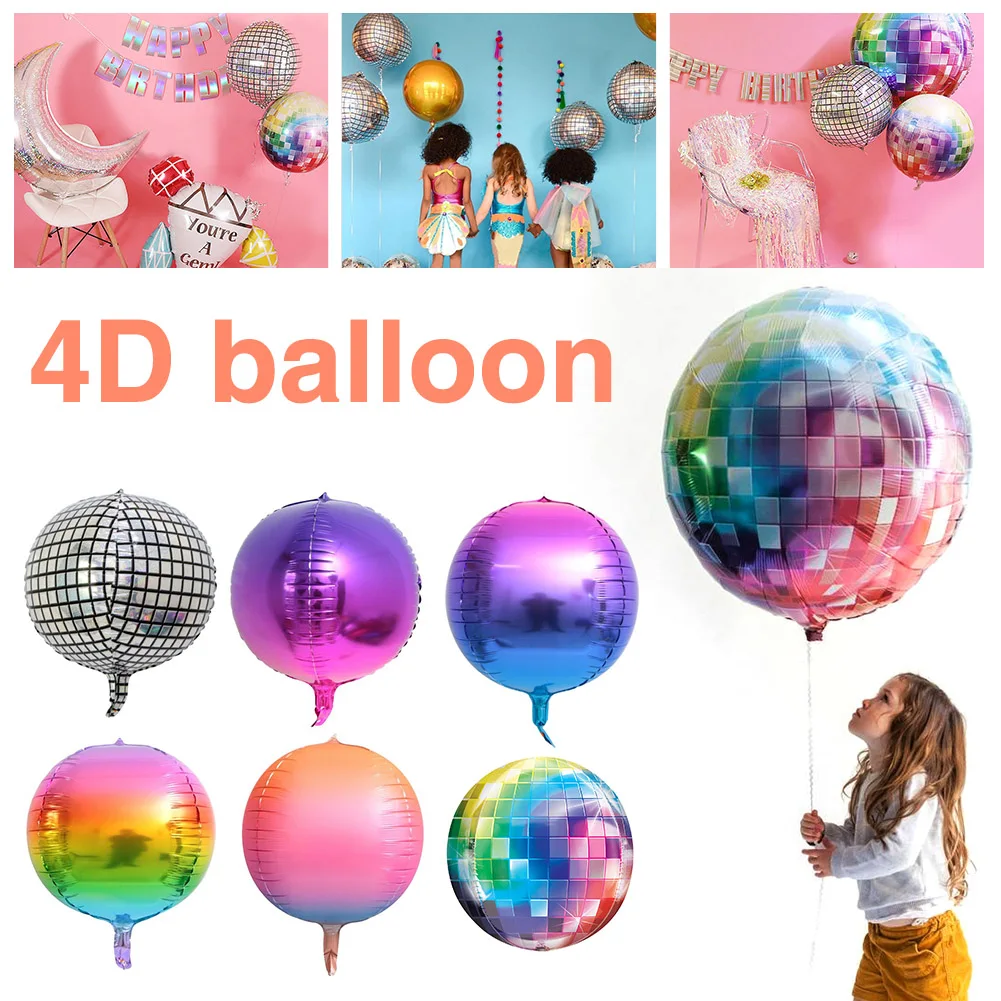 20pcs Pack 22 Inch 4d Rainbow Gradient Disco Foil Retro Balloons