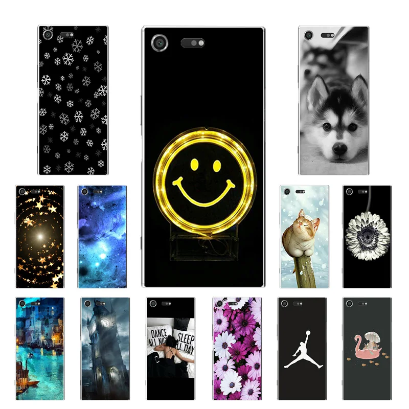 Новый чехол для Sony Xperia XZ Премиум мягкий TPU смайлик печать G8141 G8142 задняя крышка Fuandas