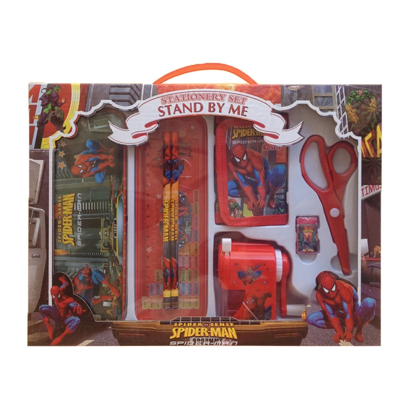 

8pcs/set cartoon Spiderman stationery set novelty kawaii pencil bags set tudents school supplies children kids back to school