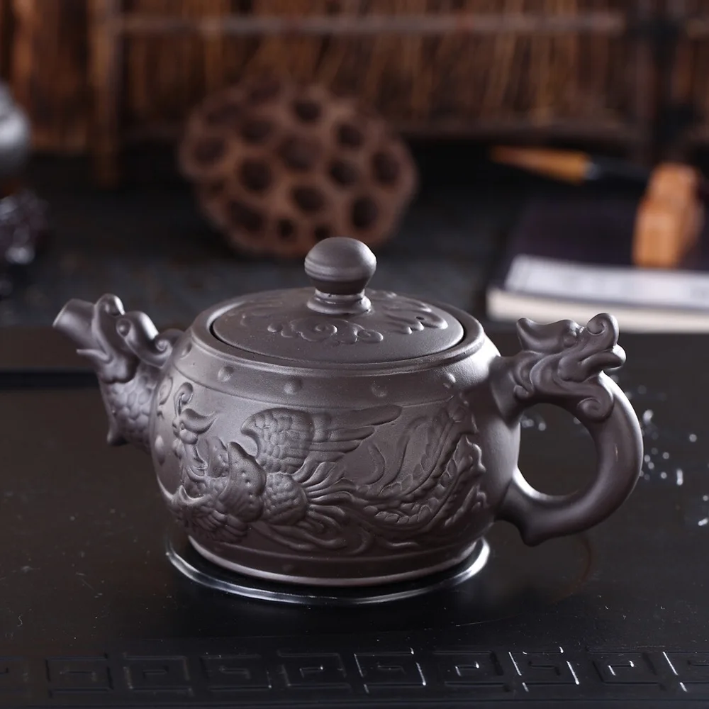 370ml handmade ceramic Teapot dragon and phoenix tea pot premium tea infuser purple clay tea set kettle kung fu 370ml handmade ceramic Teapot dragon and phoenix tea pot premium tea infuser purple clay tea set kettle kung fu