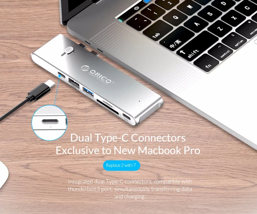 ORICO usb-хаб из алюминиевого сплава type-C концентратор USB C для HDMI/type-C/USB3.0/RJ45/PD зарядный концентратор USB3.0 концентратор