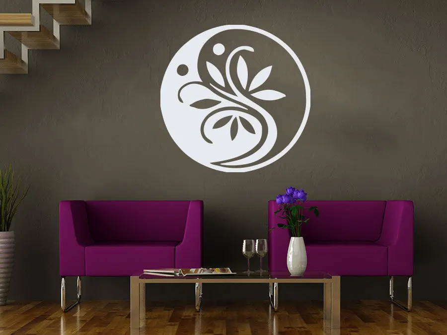 

Ying Yang Flower Wall Stickers For Livingroom Moroccan Style Yoga Studio Interior Pattern Wall Decal Meditation Home DecorSYY697