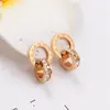 Top Brand Hight Quality Titanium Steel Double Wound Roman Numerals Crystal Stud Earrings For Women Gift Jewelry ► Photo 3/6