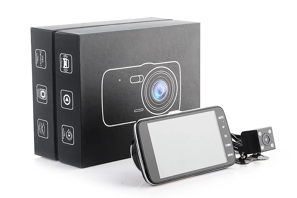 Ruccess 4 Inch IPS Car DVR Dual Lens Camera Full HD 1080p Dash Camera with ADASFCWS Video Recorder Night Vision Dash Cam (1)