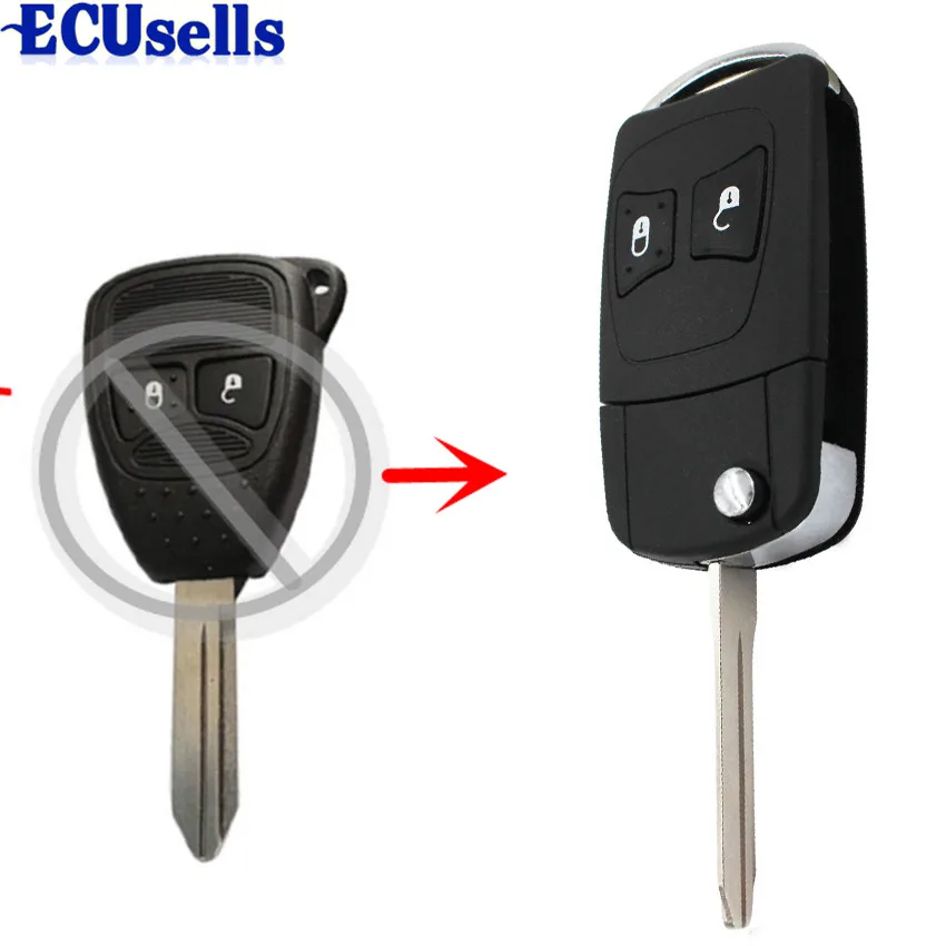 

New Replacement 2 Button Flip Key Case Car Key Cover Upgrade for Chrysler CROSSFIRE 300C PT CRUISER Folding Remote Key Shell Fob