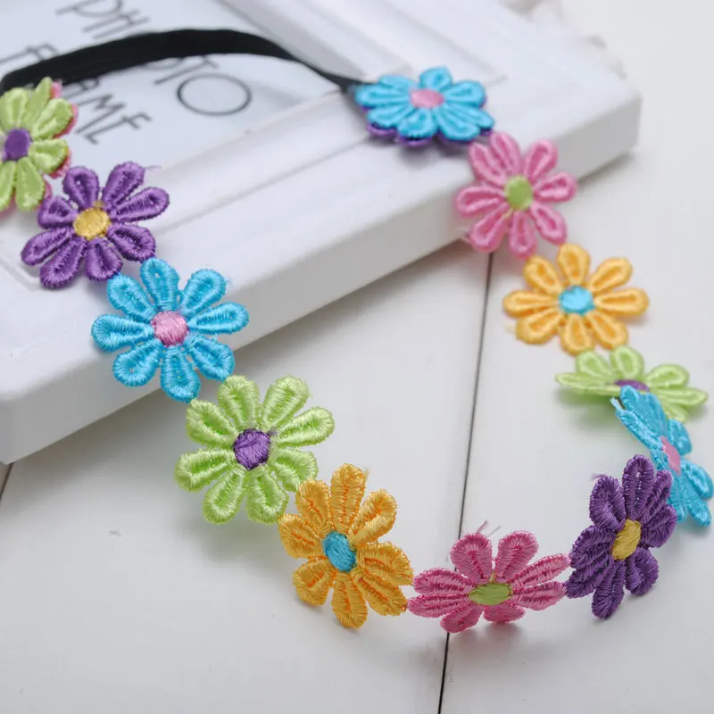 1 Unid Estilo Boho Flores De Múltiples Colores Margarita Corona Baby Girls Diademas Hippie Festival de Música Desgaste Niños Accesorios Para el Cabello