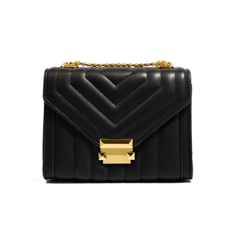 Роскошная классическая женская сумка с цепочками, брендовая модная сумка из искусственной кожи, дамская сумка через плечо, сумка-мессенджер - Цвет: Black
