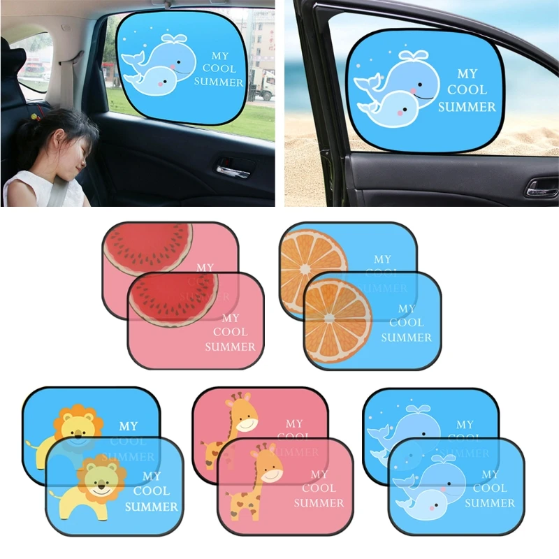 

2Pcs Cute Cartoon Car Styling Curtain Anti Universal Car Window Baby Sun Shades With 2 high quality suction cups