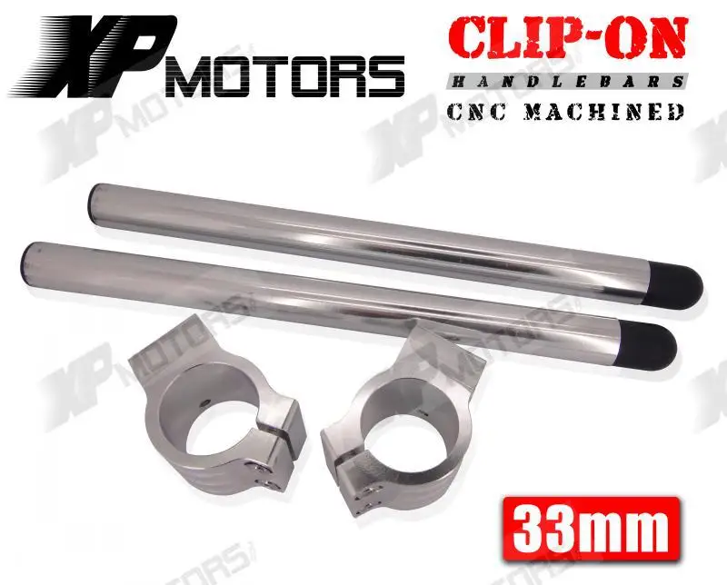 

33mm Fork Clip-On Handlebars Uviversal Fit For 33mm Motorcycle Fork Tubes Silver