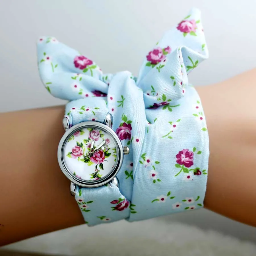 Shsby дизайн дамы цветок ткань наручные часы Мода женское платье часы высокое качество ткань часы милые девушки часы подарок - Цвет: silver 03