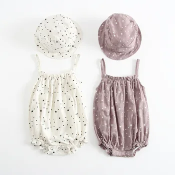 

Toddler Baby Girls Clothes Summer Sleeveless Stars Printed Fashion Cotton Baby Romper One Piece Jumpsuit with Hat Baby Clothes