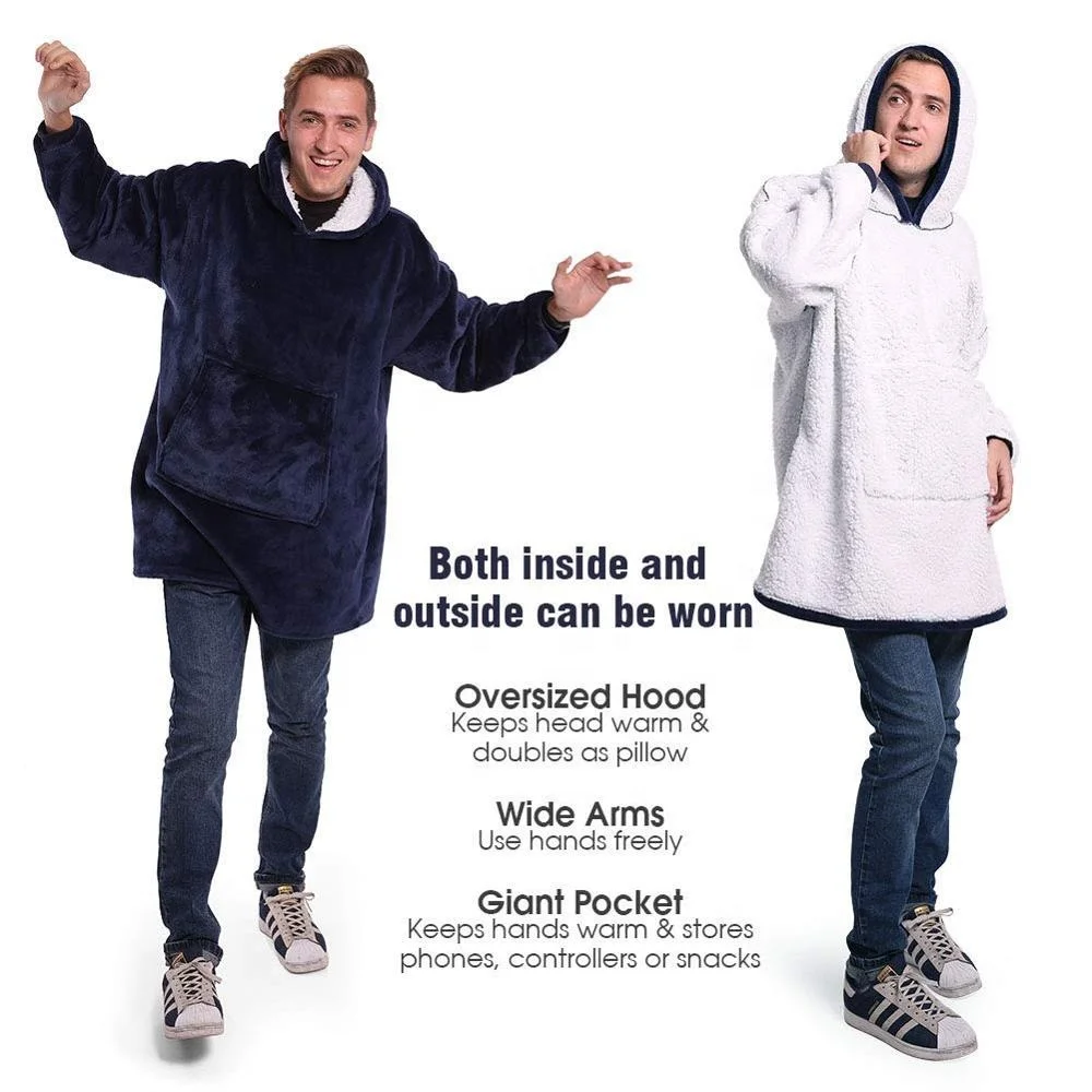 Details about   Winter Sherpa Blanket With Sleeve Ultra Plush Blanket Hoodie Pink Grey Wine Blue 