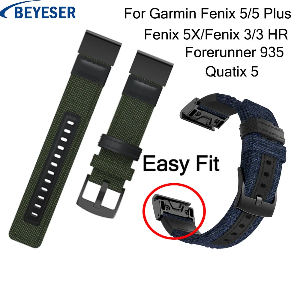 

Nylon Watchband 22mm 26mm for Garmin Fenix 5/5Plus smart watch Quick Release Band Canvas Wrist strap For Garmin Forerunner 935