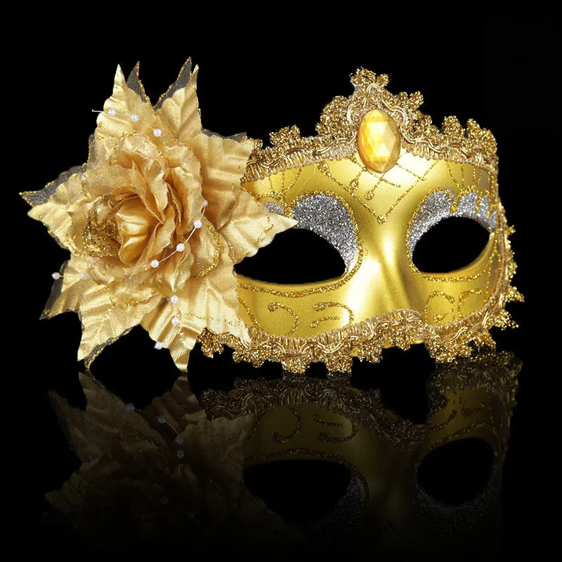 Многоцветная Сексуальная Венецианская маска с розами Сексуальная Половина Хэллоуин маски с цветами декор для женских маскарадных Вечерние