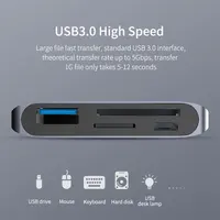 tf כרטיס Hagibis TypeC קורא כרטיסים USB-C ל- USB 3.0 SD / Micro SD / TF כרטיס OTG מתאם עבור מחשב נייד / USB-C טלפון TypeC ממיר רב תכליתיים (5)