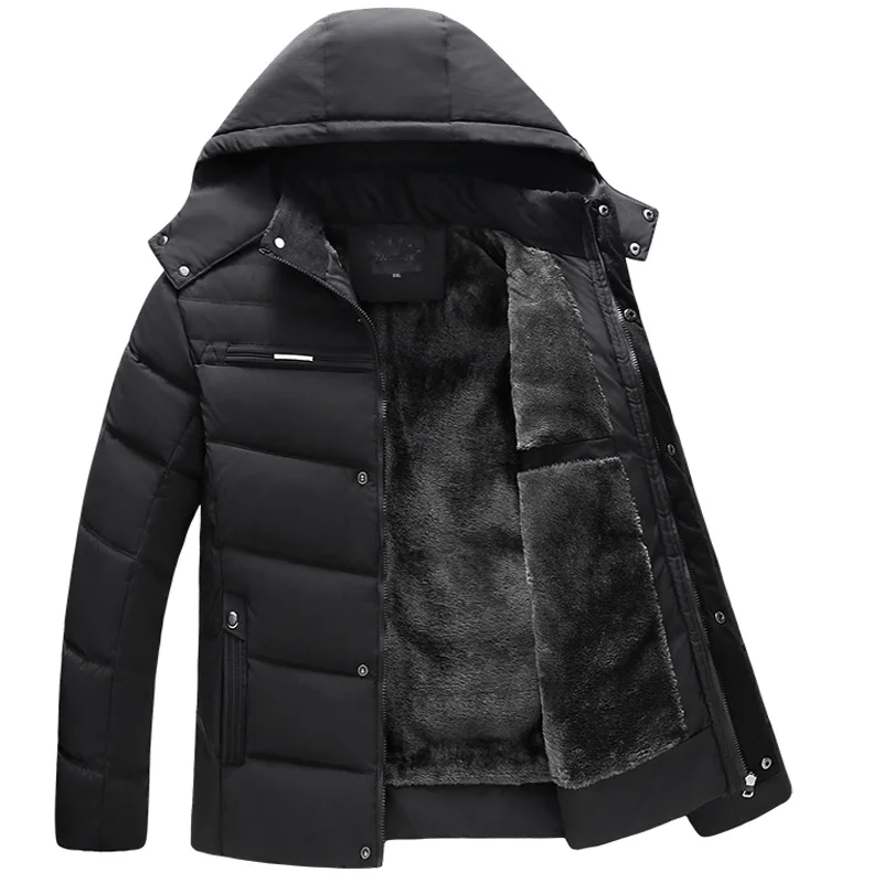 Goedkoop Mannen kleding 2018 dikke winter jassen voor veer jas heren hooded gewatteerde katoenen afneembare plus size fluwelen capuchon