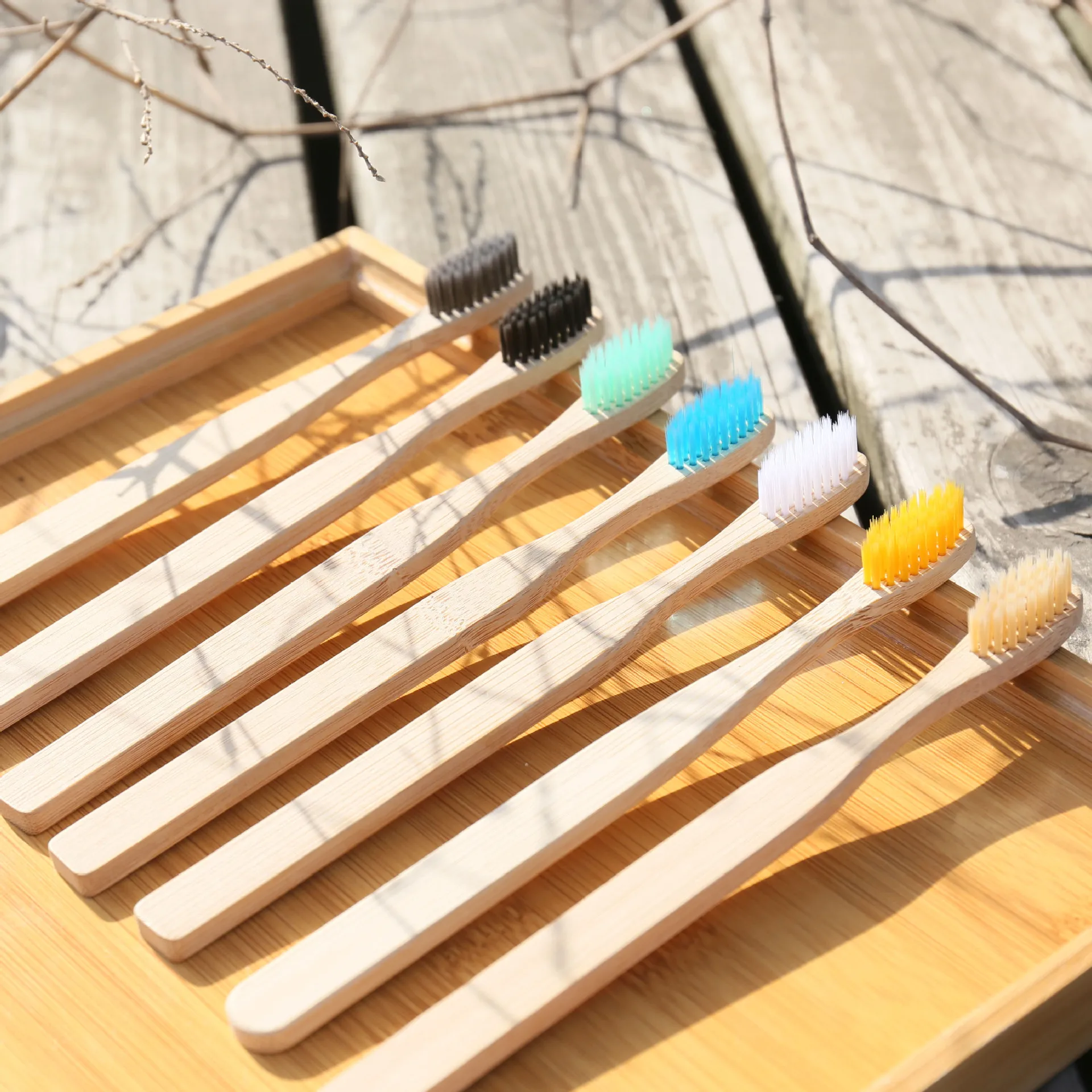 

Eco Friendly Bamboo Toothbrush Bamboo Wood Toothbrush Nylon Bristles Can Be Carved Logo