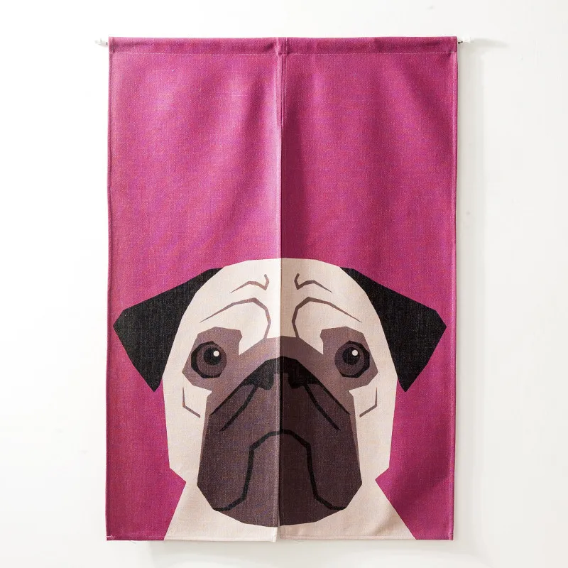 Cartoon Cute Animal Dog Cat Panda Half-curtain Window Customize Partition Home Toilet Restaurant Kitchen Door Curtains - Цвет: Синий