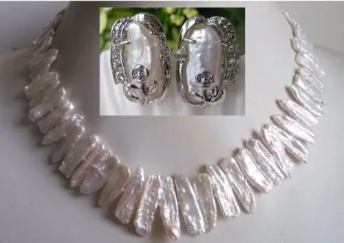 

Hot sale new Style >>>>Sch n Wei Biwa Perlenkette Ohrring-Set Schnuffel.