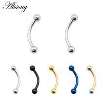 Alisouy 2 pçs aço inoxidável curvo sobrancelha nariz lábio brincos piercings mamilo punk unisex corpo piercing septo sieraden