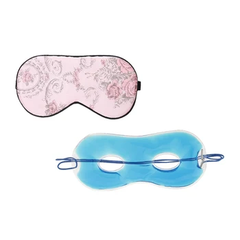 

Silk Travel Sleeping Eye Mask + Hot Cold Cooling Gel Eye Cover Pad Set for Women Men Dry Puffy Dark Eyes Fatigue Soothing Relief
