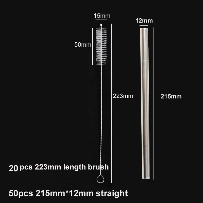 50 шт. Sivler соломы 215 мм* 12 мм и 20 шт брушер металлические соломинки многократного использования 304 нержавеющая сталь питьевой трубки E-co дружественные соломинки - Цвет: 50straw 20 brusher