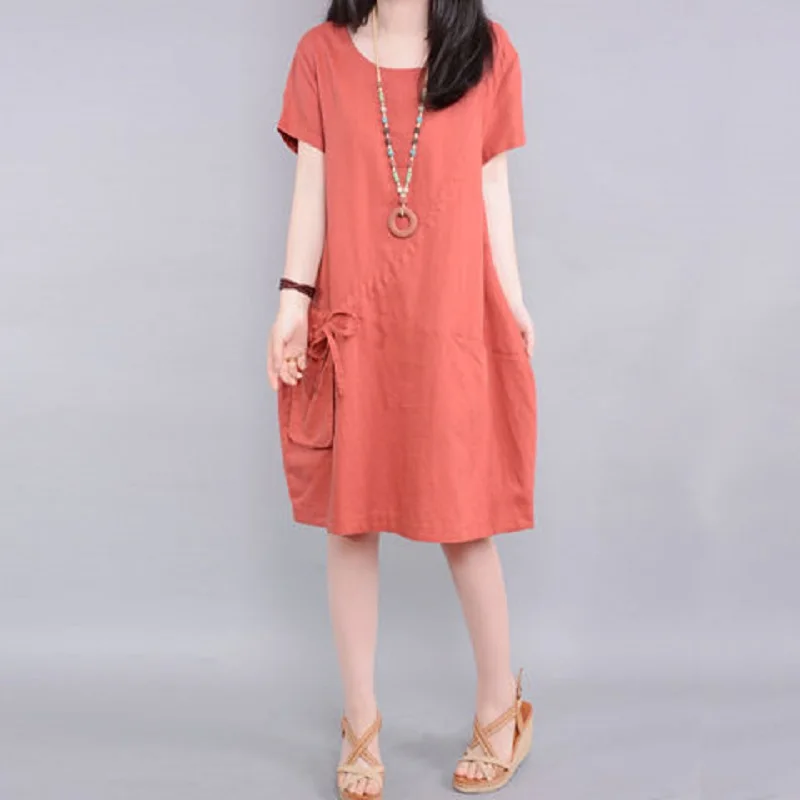 

cotton Linen women dresses women summer dresses short sleeve clothing o-neck dresses maternity dresses pregnancy clothing