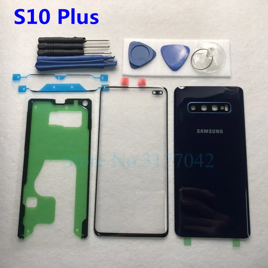 Для samsung Galaxy S10 Plus S10+ S10e G9750 G970 Передняя Сенсорная панель внешняя линза+ задняя крышка аккумулятора Задняя стеклянная крышка корпуса