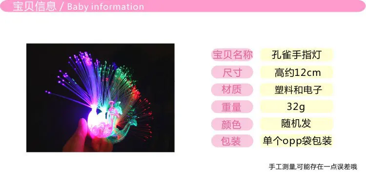 Лучший подарок на день рождения новая люминесцентная лампочка на палец Цвет Павлин щеголящий хвост Оптическое волокно лампа Хэллоуин Павлин лампочка на палец 14