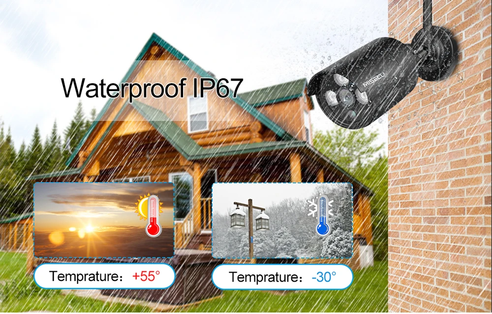 Baratos MISECU 1080P seguridad del hogar Wifi IP Audio cámara exterior inalámbrica con MiscroSD ranura para tarjeta Onvif P2P Email Push visión nocturna