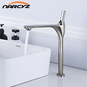 

Basin Faucet Morden Bathroom Sink Faucet Brushed Nickel Single Handle Hole Deck Vintage Wash Hot Cold Mixer Tap Crane XT-421