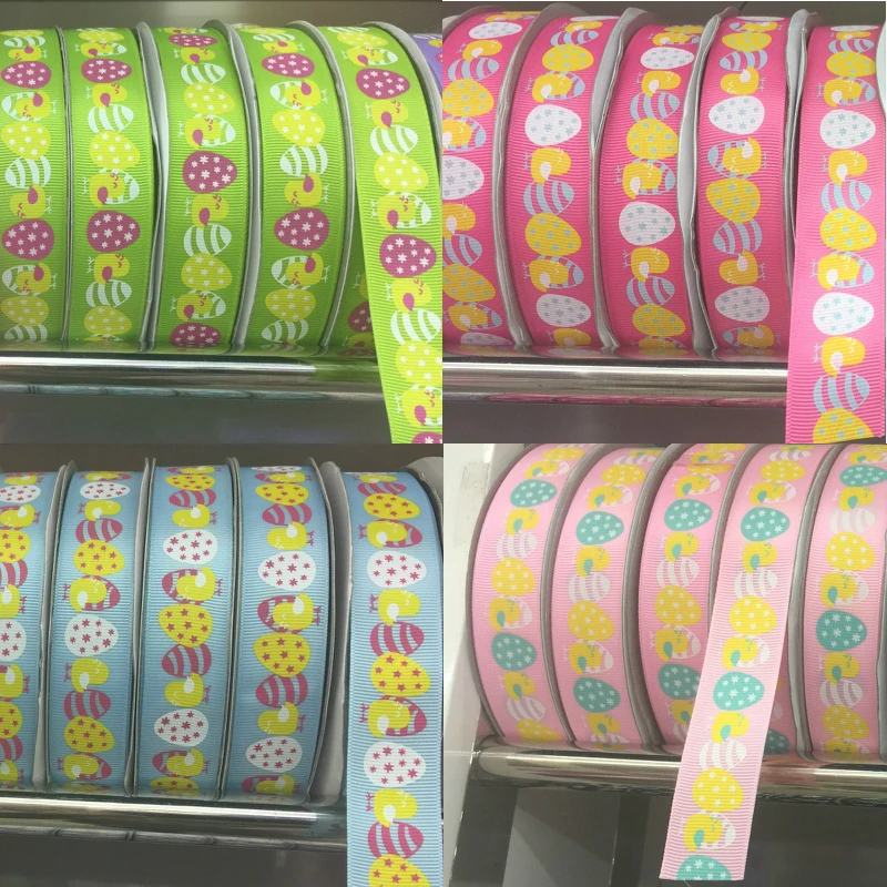 

ZERZEEMOOY 25mm 1" 50y/roll Easter eggs Grosgrain ribbon handmade DIY head wear ribbon bow garment accessories paper spool