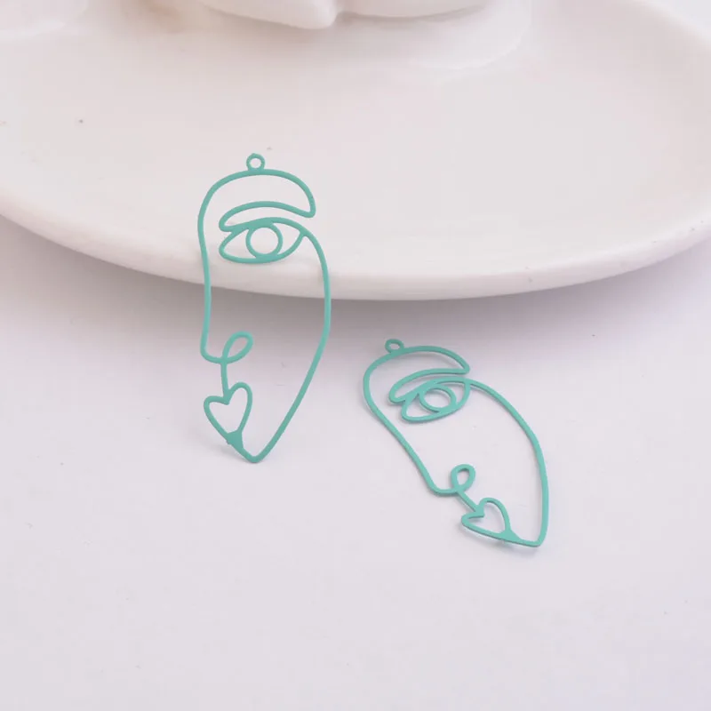 50pcs AC9607 15*38mm 크리 에이 티브 얼굴 귀걸이 Diy 수제 매력 금속 보석 펜던트